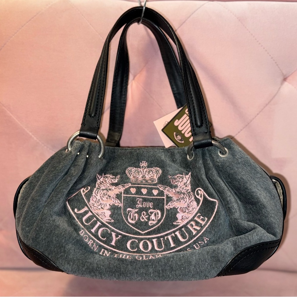RARE BNWT Vintage Juicy Couture Baby Fluffy Bag Grey&Pink